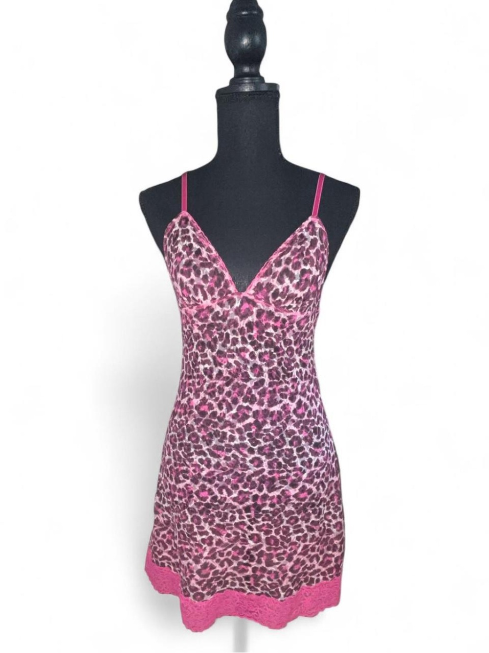 Victoria's Secret Pink Leopard-Print Lace-Trim Chemise